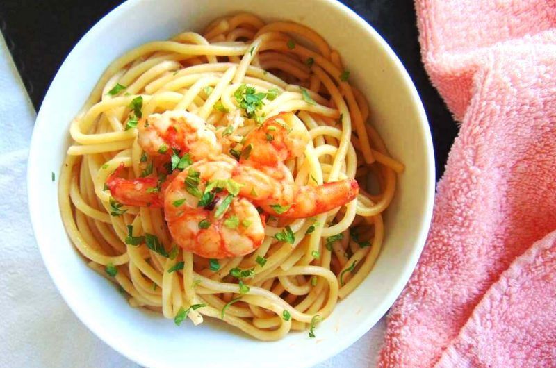 Espaguetis con gambas