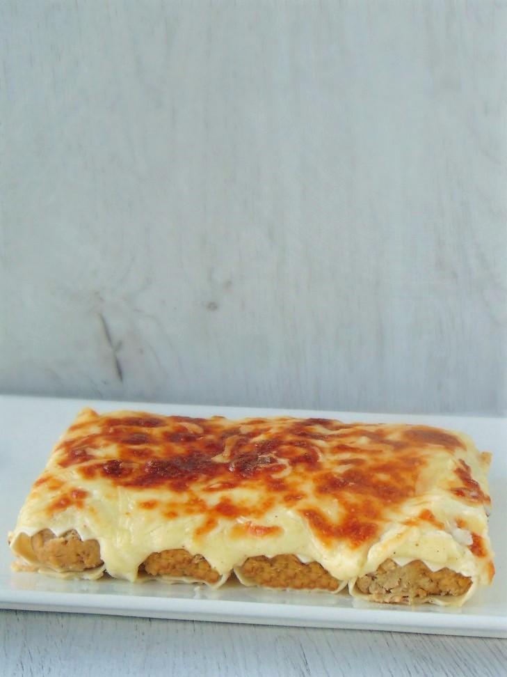 Canelones de pollo con bechamel